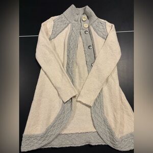 Prana Cream and Gray Cardigan Sweater